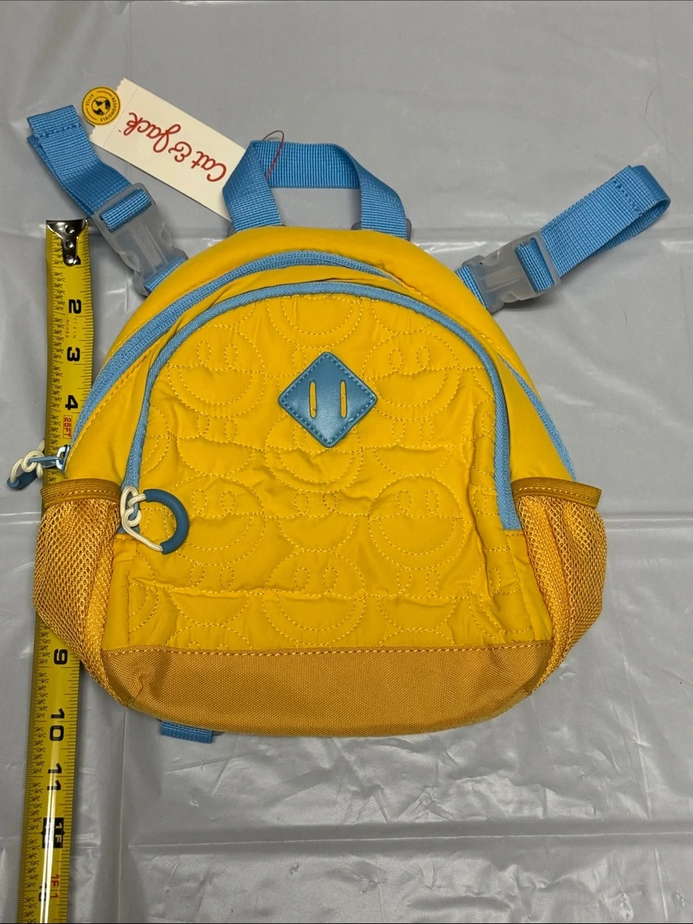 Cat & Jack Yellow Mini Smiley Backpack with Blue Accents